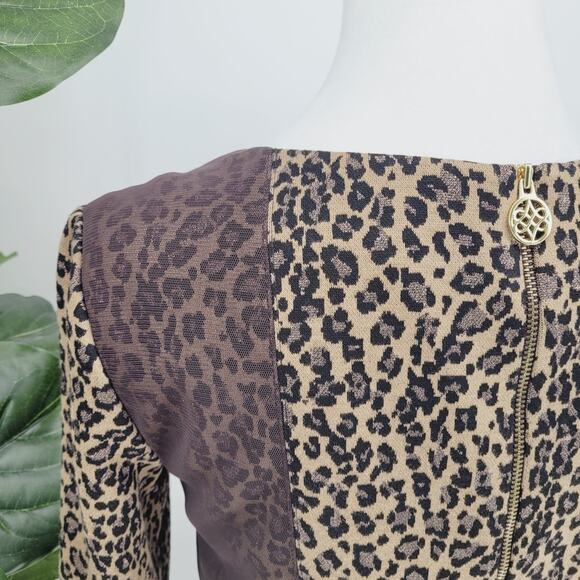 Antonio Melani Womens Leopard Print Lined Sparkle Knee Length Sheath Dress Sz 6 - Picture 6 of 9
